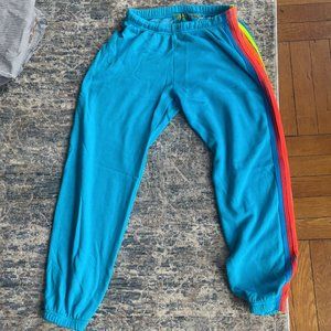 **NWT** - Aviator Nation Neon Blue / Neon Rainbow Sweatpants